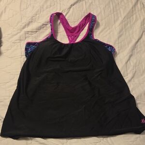 ZeroXposur Black and Pink Women's Swim Top